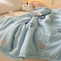 Axyaa Soft Washed Summer Quilt - Minimalist Embroidered Blanket, Single Double Size
