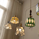Axyaa Vintage LED Pendant Light with Wood, Copper & Glass Lampshade