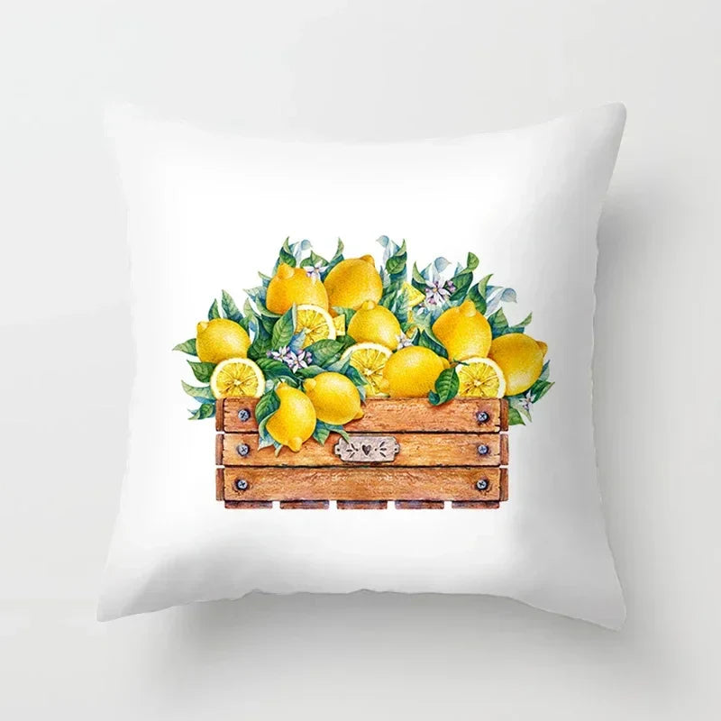 Lemon Pattern Summer Cushion Cover for Sofa Decor by Axyaa