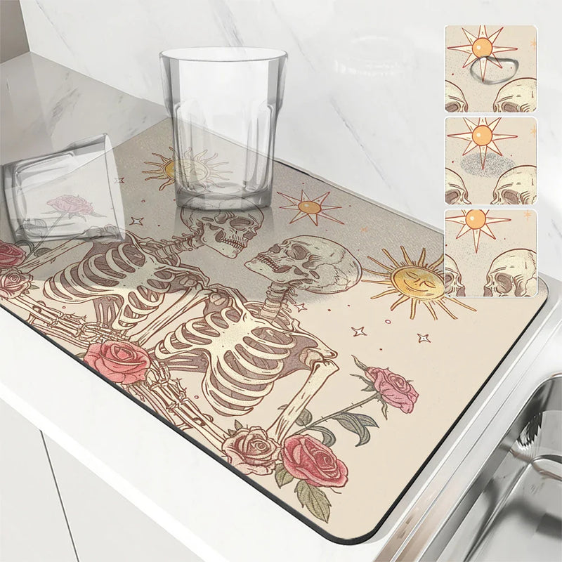 Axyaa Halloween Watercolor Draining Mat - Antiskid & Absorbent