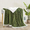 Axyaa Geometric Jacquard Throw Blanket: Double-Sided Soft Coral Fleece Bed Cover