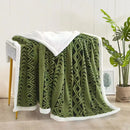 Axyaa Geometric Jacquard Throw Blanket: Double-Sided Soft Coral Fleece Bed Cover