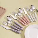 Axyaa Ceramic Pearl Cutlery Set - Knife, Fork, Spoon, Steak Spoon, Creative Design