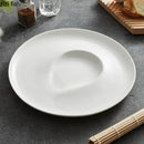 Axyaa White Comma Ceramic Dessert Plate for Molecular Cooking Display