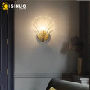 Brass Bedside Sconce with Glass Shell Lamp for Bedroom & Living Room décor - Axyaa