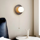 Axyaa Stone LED Wall Lamp with Pull Chain Switch - Black Travertine Wabi Sabi