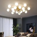 Axyaa Nordic Copper Glass Ball Chandelier for Modern Luxury Living Room