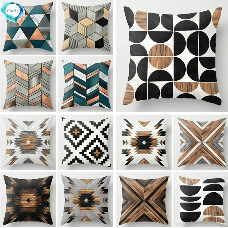 Axyaa Wood Background Mable Tribal Print Cushion Cover - Home Sofa Decor