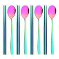 Axyaa Rainbow Stainless Steel Dinner Set - 8/10Pcs Luxury Cutlery & Tableware