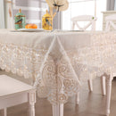 Axyaa Luxury White Lace Tablecloth Rectangle Waterproof Table Cover Dining Wedding