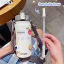 Axyaa Stainless Steel Vacuum Flask with Straw and Portable Strap