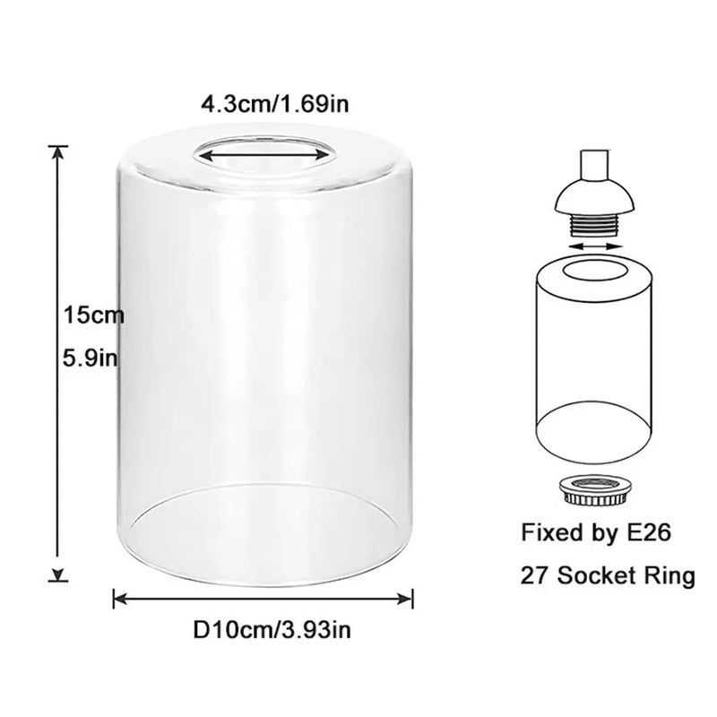 Axyaa Clear Glass Cylinder Lamp Shade for E27 Chandelier Table Wall Vanity Lamp