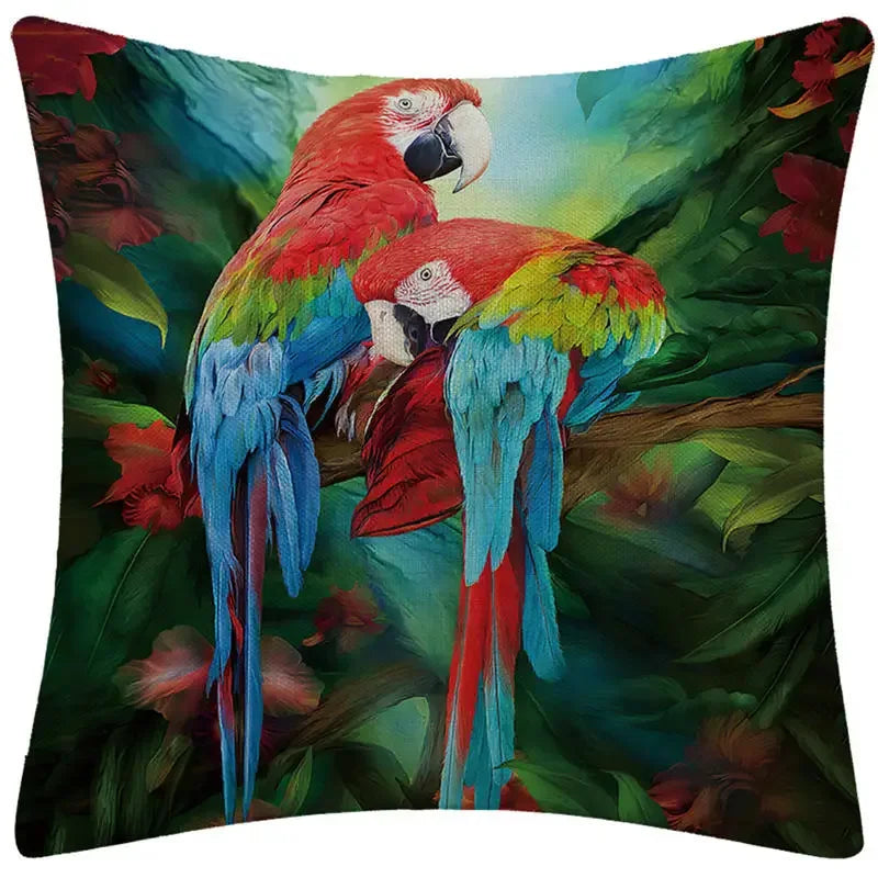 Axyaa Tropical Toucan Couple Throw Pillow Cover for Home Sofa