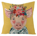 Axyaa Kawaii Flower Linen Pillow Case 45x45 cm Cute Animal Cushion Cover