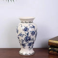 Axyaa Retro Blue & White Ceramic Vase for Home Living Room Decoration