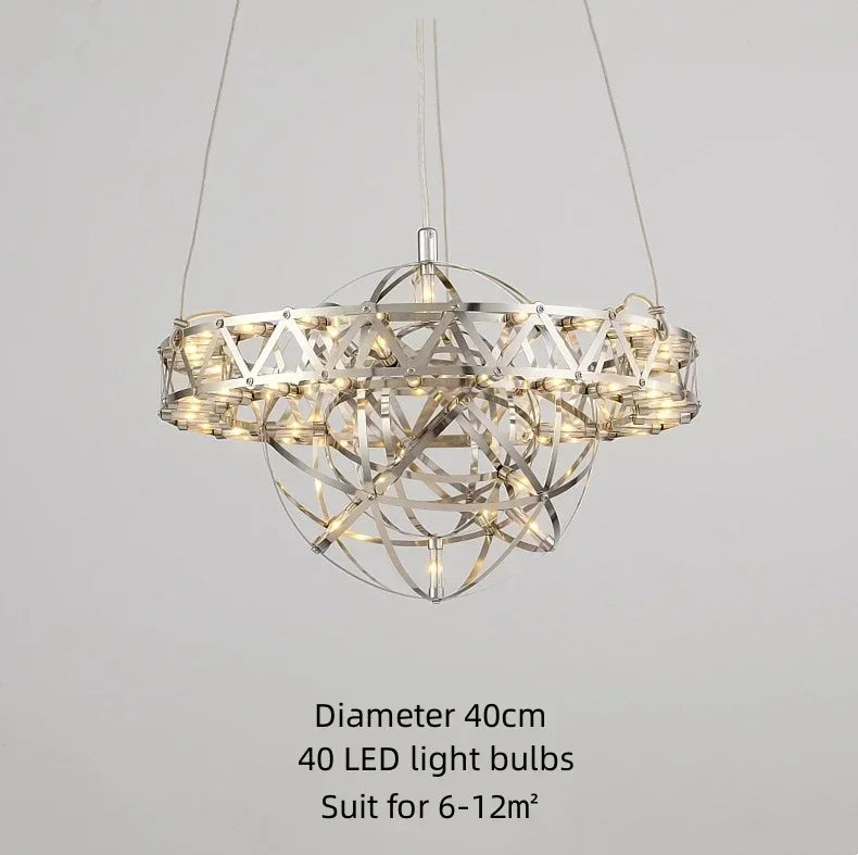 Axyaa Nordic Star Spark Chandelier, Stainless Steel LED Home Lighting