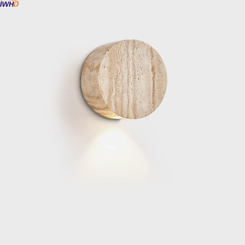 Axyaa Wabi Sabi LED Wall Light Yellow Travertine Stone Room Decoration
