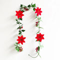 Axyaa Poinsettia Garland String Lights with Berries & Holly Leaves for Xmas Decor