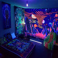 Axyaa Fluorescent Skull Tapestry UV Decorative Cloth Home Wall Art
