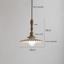 Axyaa Ceramic LED Pendant Lights with Ash Wood Handle for Bedroom Living Room