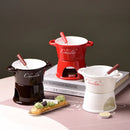 Axyaa Ceramic Chocolate Chafing Dish Cup Set with Fork - Creative Tableware