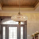Axyaa Gold Crystal Chandelier, French Luxury Round Light for Living Room, Bedroom, Dining Room