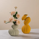 Axyaa Geometric Twisted Stripes Ceramic Vase for Abstract Flower Arrangement & Home Decoration