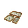 Axyaa Rattan Storage Basket Set - Hand-Woven Shell Design for Food Display & Decoration