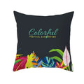 Flamingo Flower Rainforest Cushion Cover with Tropical Plant Animal Pattern by Axyaa