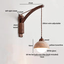 Axyaa Yellow Travertine LED Wall Light Fixture Glass Ball Vintage Industrial Bedroom Lamp