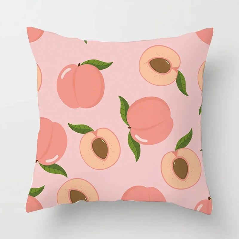 Peachy Pink Pattern Cushion Cover 45X45CM for Sofa Decor by Axyaa
