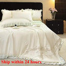 Axyaa Embroidered Silk Lace Summer Quilt Set