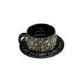 Axyaa Ceramic Latte Cups Set with Floral Pattern in Retro Glaze