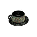 Axyaa Ceramic Latte Cups Set with Floral Pattern in Retro Glaze
