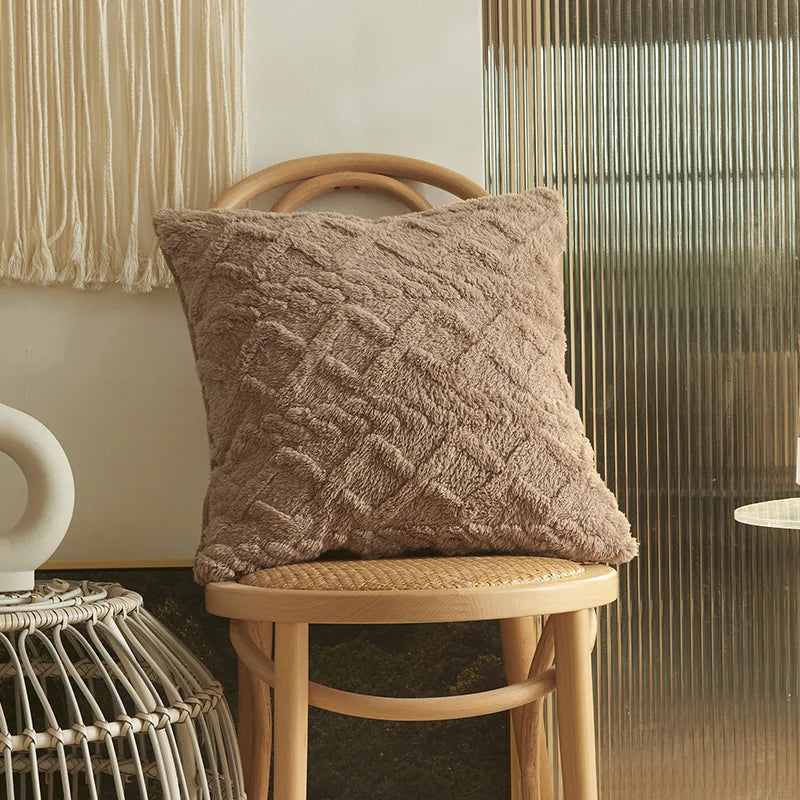 Axyaa Soft Plush 3D Twists Pattern Pillowcase for Home Decor - 45x45/30x50cm