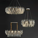 Axyaa Smoky Gray Crystal Round Chandelier LED Light Fixture for Modern Luxury Living Room