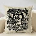 Axyaa Motorcycle Pattern Cushion Cover 45x45cm - Black and White Design