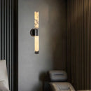 Axyaa Marble LED Wall Light Dimmable Stone Sconce in Black Metal