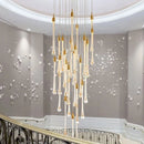 Axyaa Modern Crystal LED Chandelier for Living Room, Luxury Gold Staircase Hanging Light Fixture