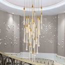 Axyaa Modern Crystal LED Chandelier for Living Room Staircase Gold Indoor Light Fixtures