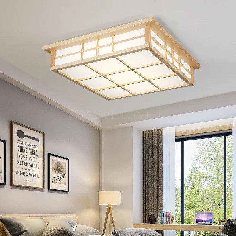 Axya Wooden LED Ceiling Light, Chinese & Japanese Style, Living Room Dining Room Decoration