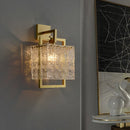 Axyaa Crystal Copper Square Wall Lamp for Modern Living Room, Bedroom, and Hallway