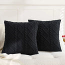 Axyaa Knitted Pillow Cover in Ivory White Red Blue Black Soft Diamond Plaid