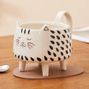 Axyaa Cat Meow Mug: Cute Ceramic Coffee Cup for Women, Girls - 4 Legs Novelty Design