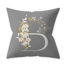 Axyaa Grey Flowery Print Alphabetic Cushion Cover for Home Sofa Decor 45x45cm