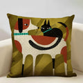 Axyaa Funny Cat Cartoon Pillowcase Linen Cushion Cover for Kids Nursery
