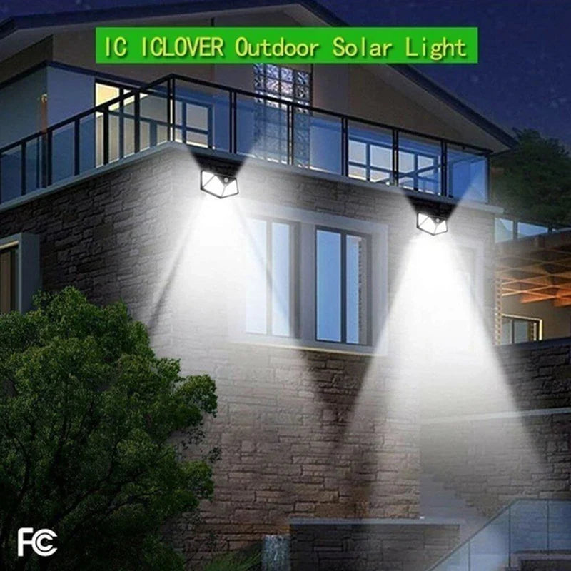 Axyaa 100LED Solar Wall Lamp with Motion Sensor for Garden Courtyard