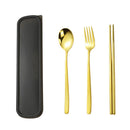 Axyaa 3pc Tableware Set: Fork, Spoon, Chopsticks Dessert Combination