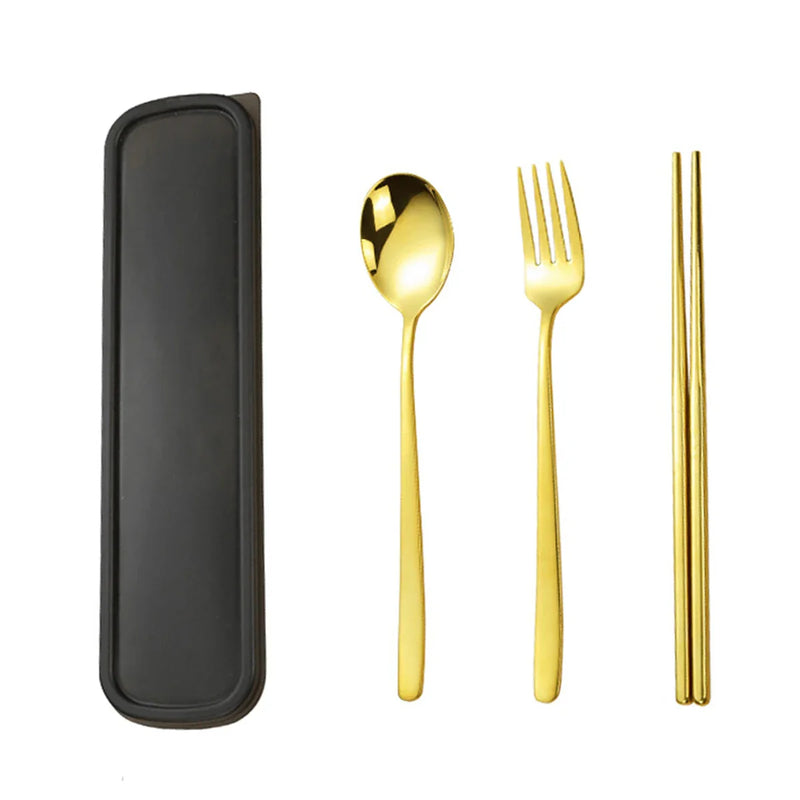 Axyaa 3pc Tableware Set: Fork, Spoon, Chopsticks Dessert Combination