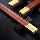 Axyaa 25cm Wooden Chopsticks Set with Premium Brass Head, Household Essential